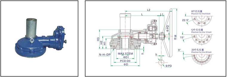 multi-turn-gear-actuator-motor-flange-drawing