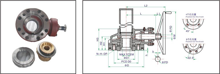 multi-turn-gear-actuator-motor-flange-ip65-drawing